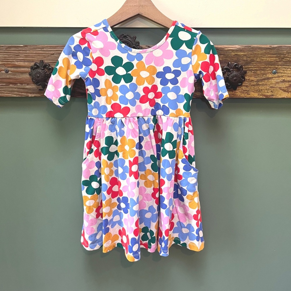 Hanna Andersson Girls Floral Pocket Play Dress Multicolor Daisy 120 US 6-7